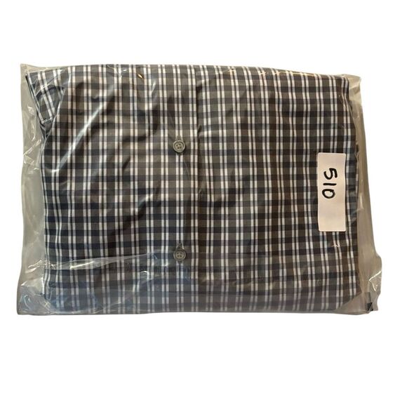 Calibrate Dress Shirt Mens 17.5 34/35 Non Iron Trim Fit Blue Check Button Up - Picture 7 of 10